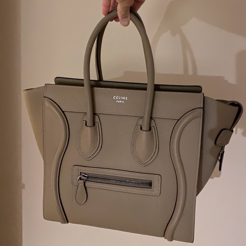 Celine luggage bag Grainy leather Micro Neutral